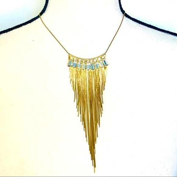 Guess Crystal and Gold Fringe Necklace - Picture 3 of 9